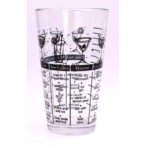 Libbey Glass Cocktail Recipe Mixing Glass 12oz Black On Clear Glass